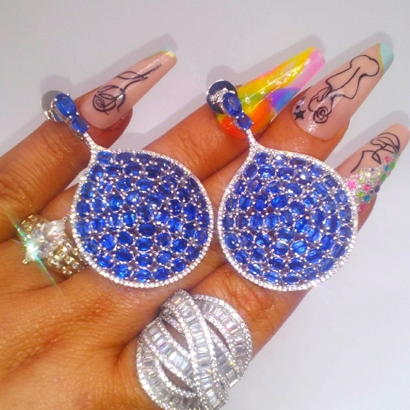 QVC Jewelry - Blue Kyanite Gemstone Dangle Earrings Sterling Silver